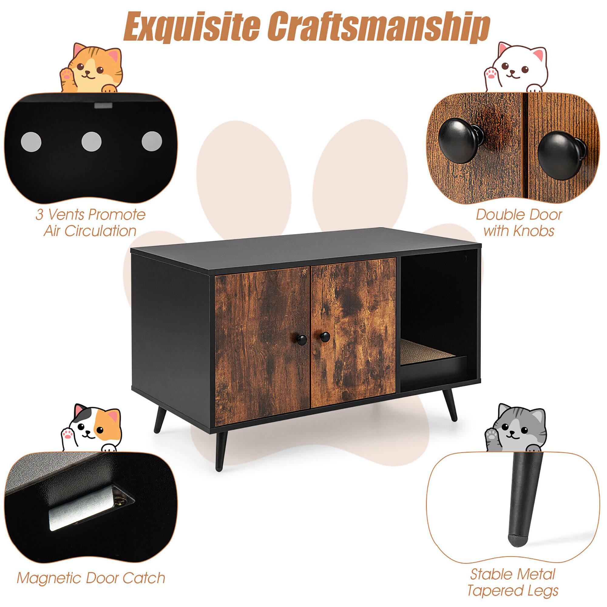 Exquisite Craftsmanship

- 3 Vents Promote Air Circulation
- Double Door with Knobs
- Magnetic Door Catch
- Stable Metal Tapered Legs