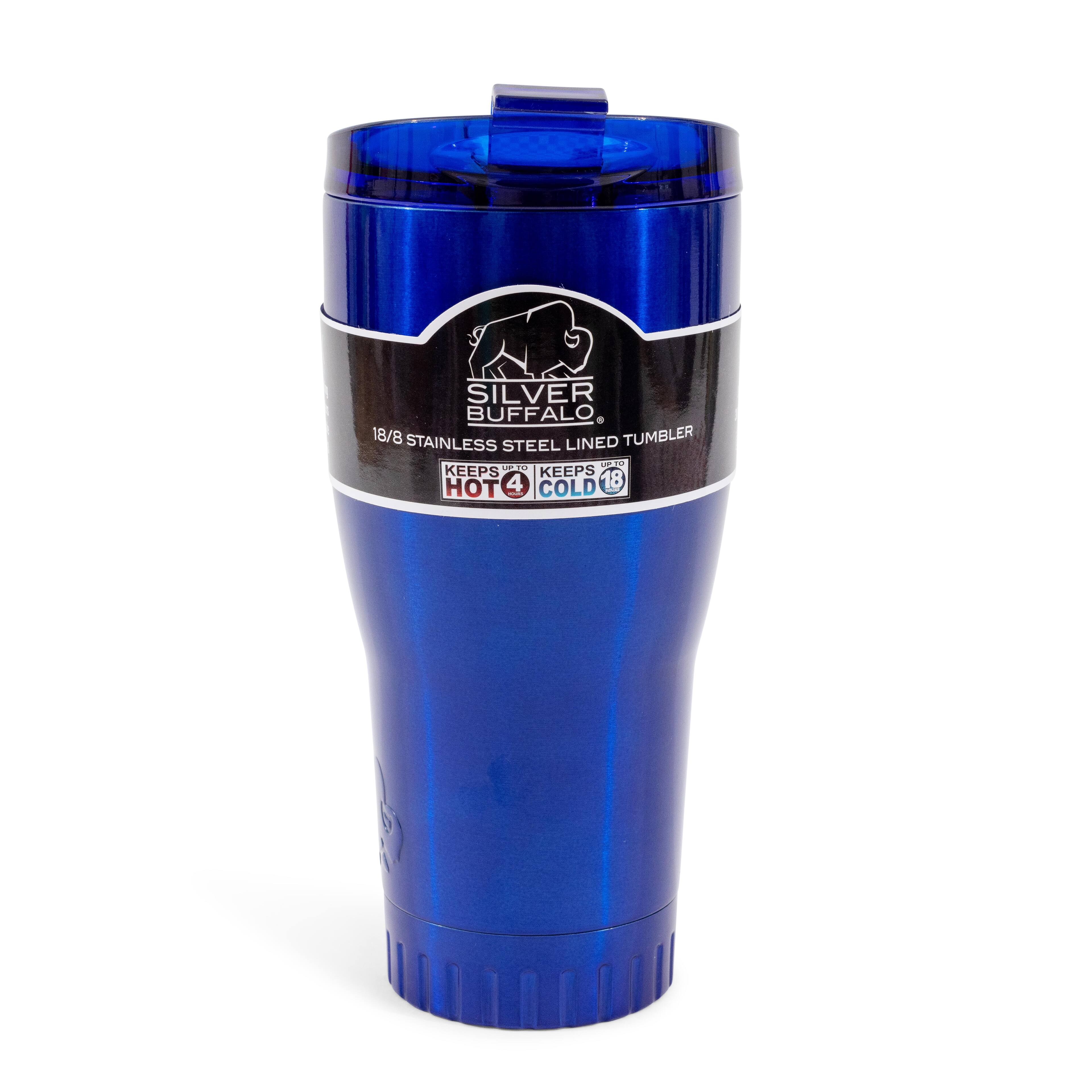 SILVER BUFFALO  
18/8 STAINLESS STEEL LINED TUMBLER  
KEEPS HOT 4 HOURS  
KEEPS COLD 16 HOURS