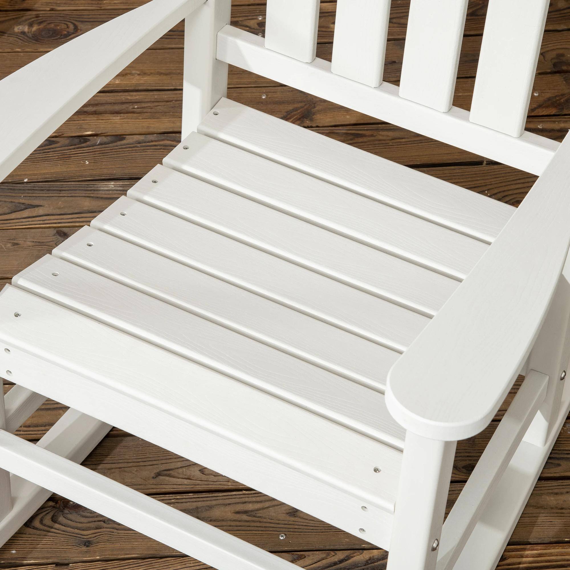 Alt View 1. Resenkos - Resenkos Outdoor Rocking Seat, Weatherproof HDPE Patio Chairs, Rustic High-Back, Armrests, Oversized, White - White.
