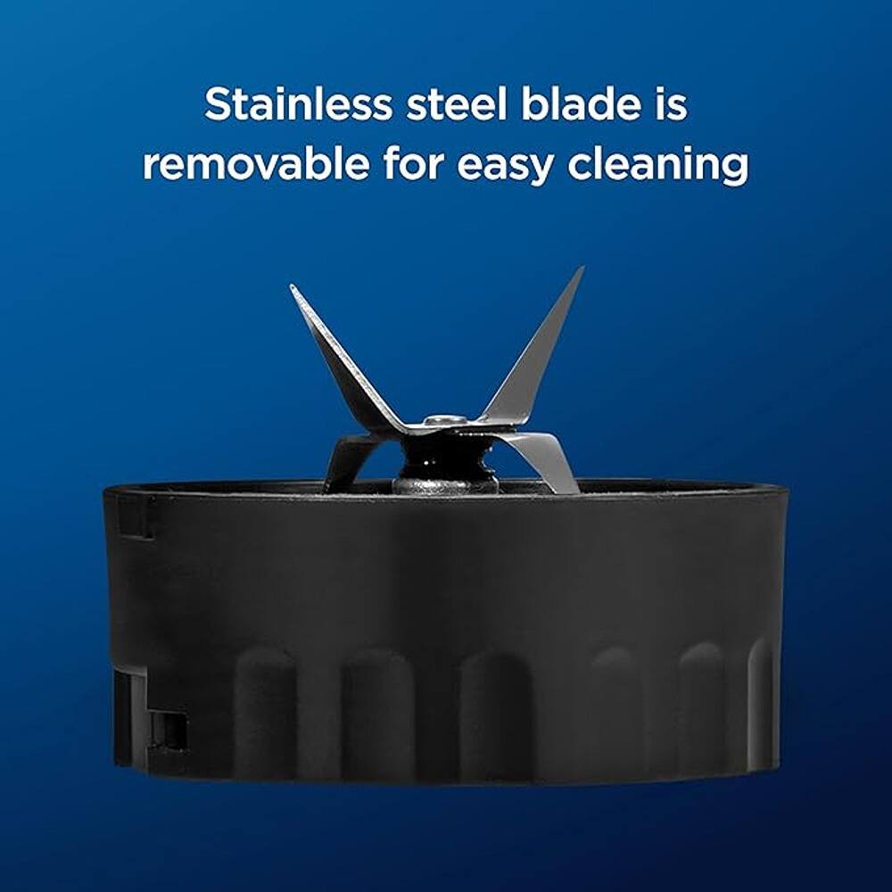 Stainless steel blade is removable for easy cleaning