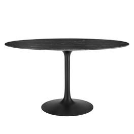Lippa 54" Oval Faux Marble Dining Table by Modway - Black Black