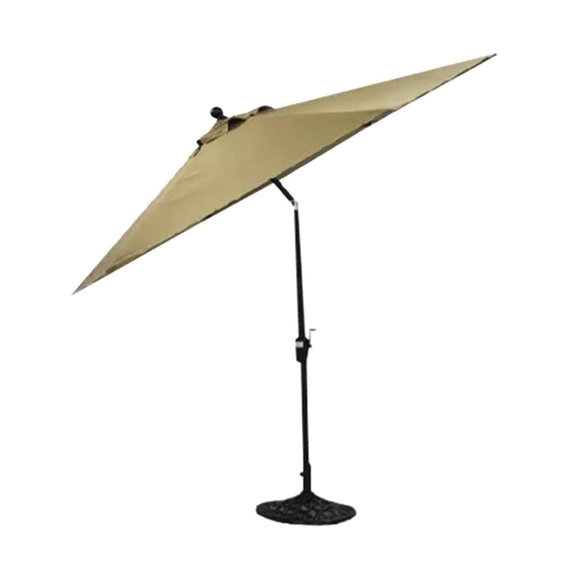 Front. Four Seasons Courtyard - Four Seasons Courtyard 9 Foot Cambridge Market Umbrella with Push Button Tilt - Beige/Bronze.