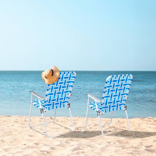 Alt View 9. Winado - 2PCS 37in Patio Lawn Chairs Folding, Webbed Folding, Beach, Portable Camping Chairs for In/Outdoor Yard Garden Beach - Blue.