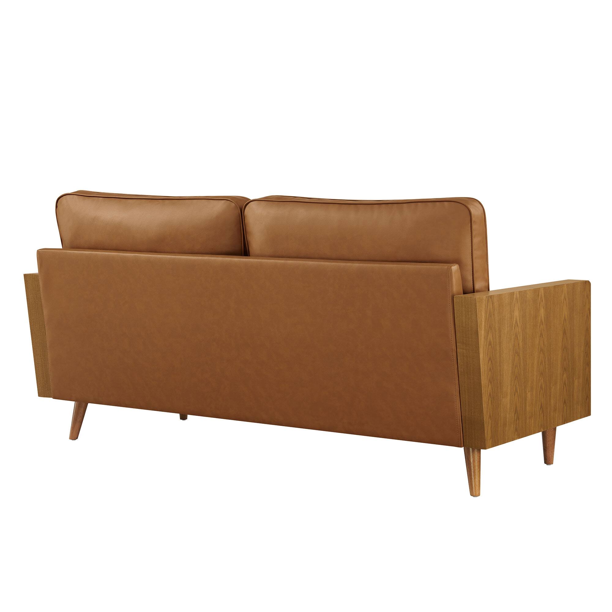 Alt View 1. Modway - Kellan Vegan Leather Sofa by Modway - Brown.