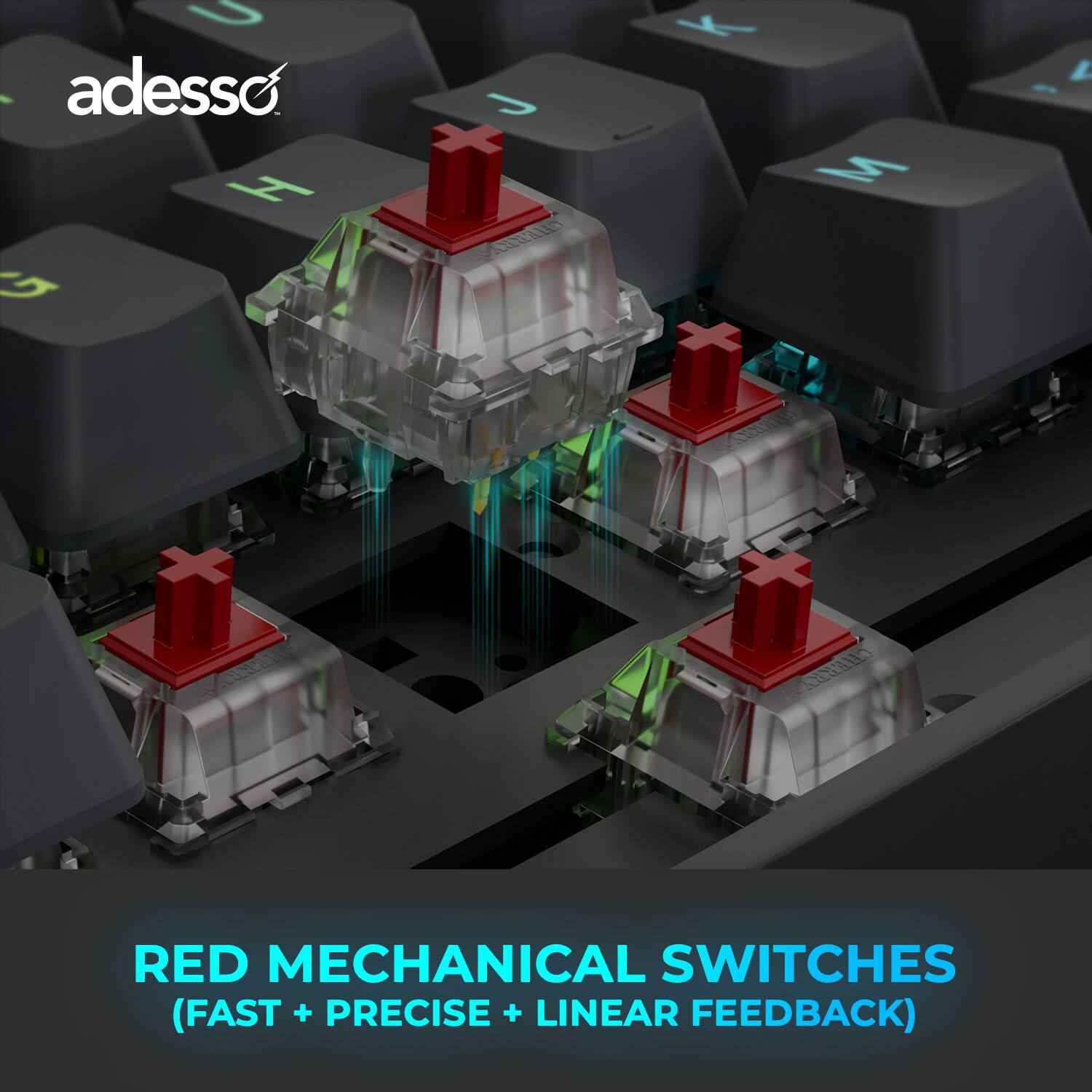 1 adesso H 3  RED MECHANICAL SWITCHES (FAST + PRECISE + LINEAR FEEDBACK)