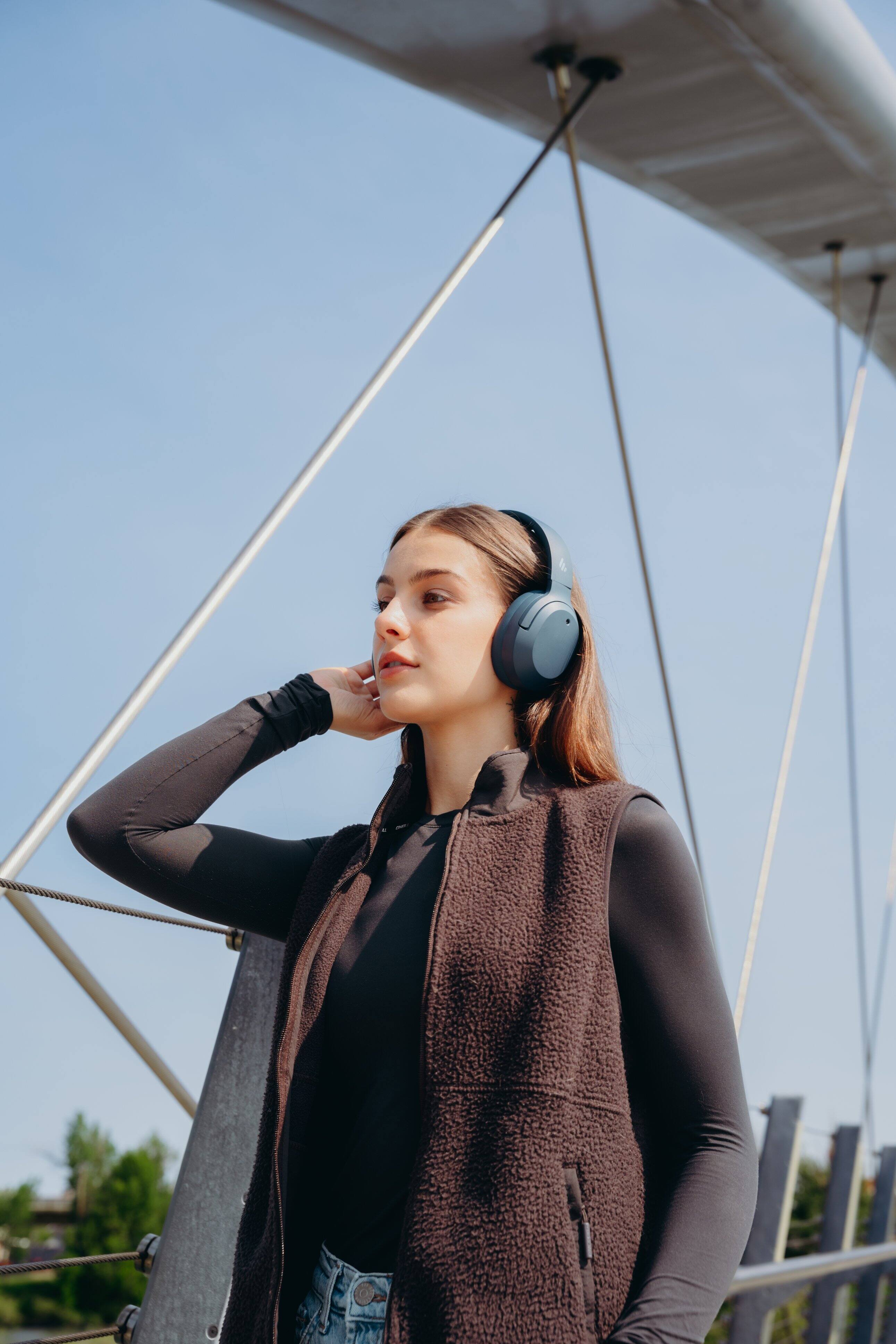 Alt View 1. Edifier - Edifier W820NB Plus Bluetooth ANC Over-Ear Headphones - Navy - Navy.