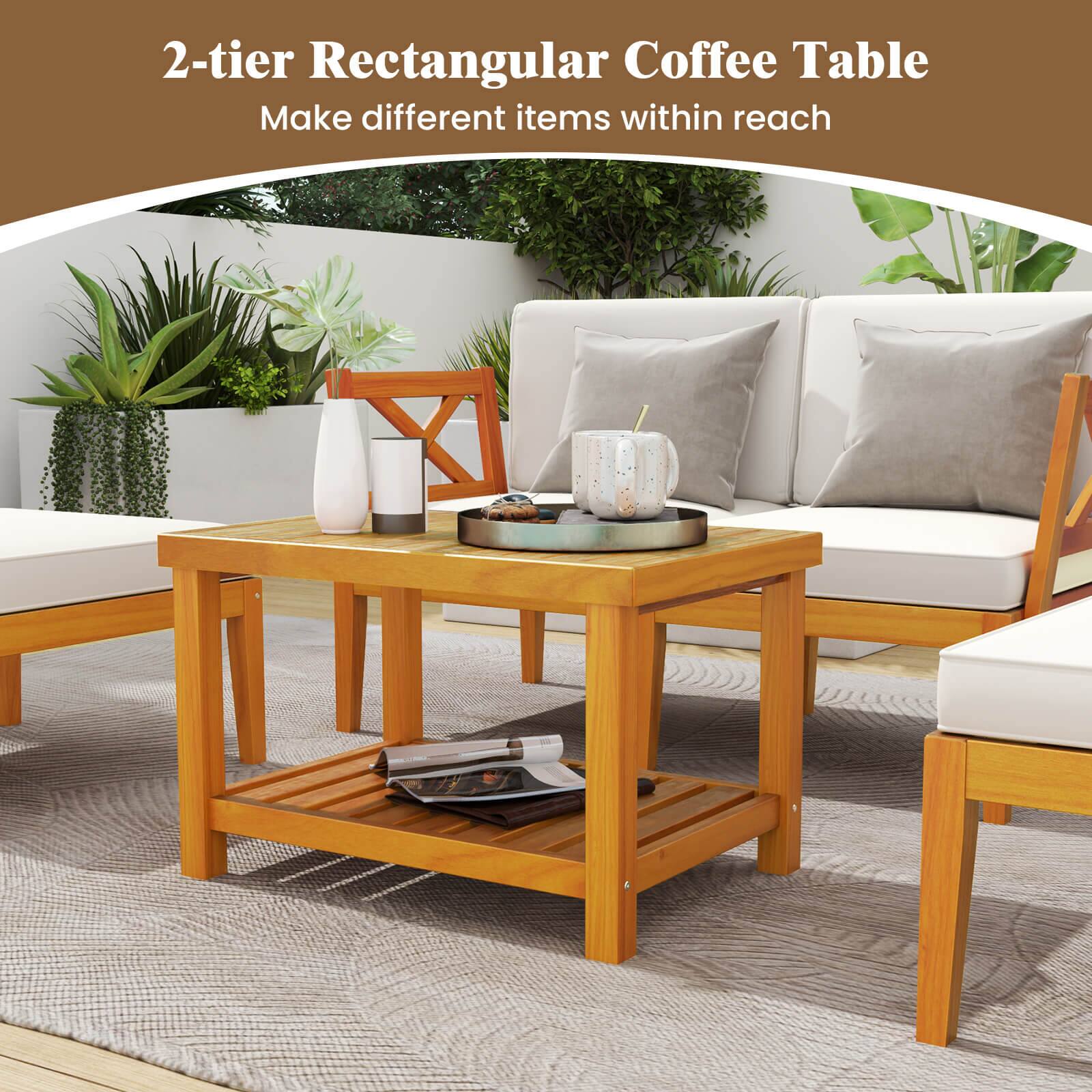 2-tier Rectangular Coffee Table: Make different items within reach.