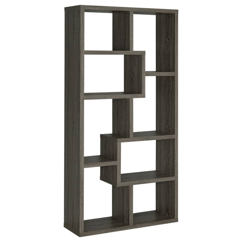 Alt View 5. HTUTWOO - 8-Shelf Geometric Bookcase-Wooden Open Back Bookshelf,70.75" Tall Vertical Storage Display Shelving Unit for Living Room - Grey.