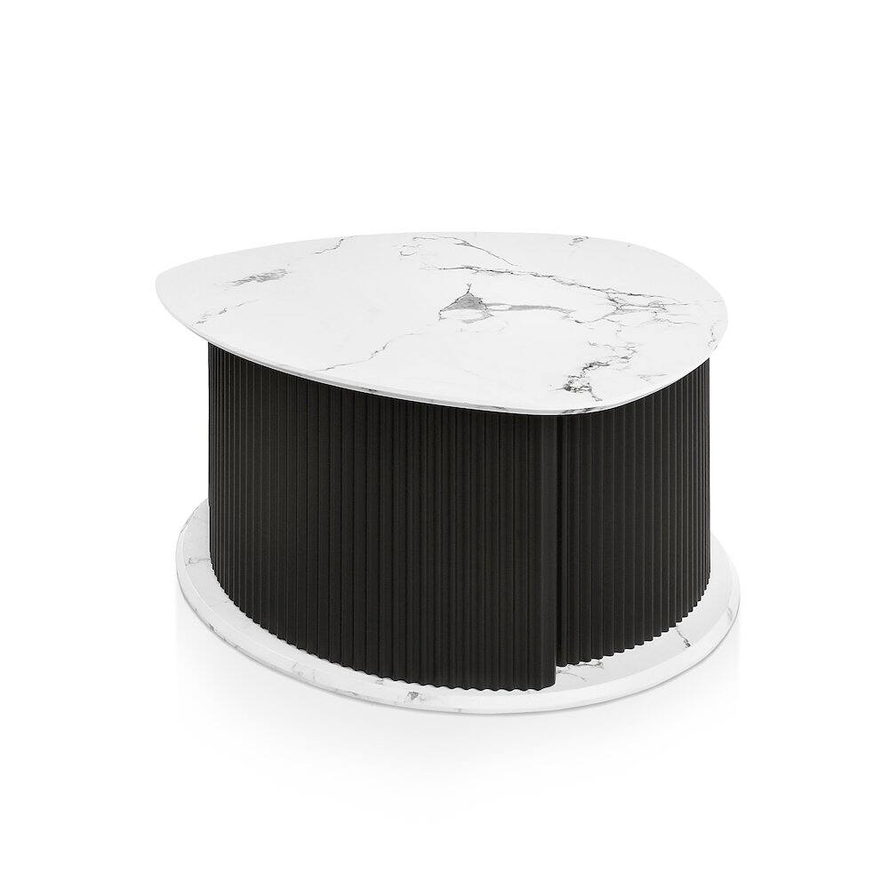 Alt View 3. Furniture of America - Talo Fluted Pedestal Triangle Storage Coffee Table - Black.