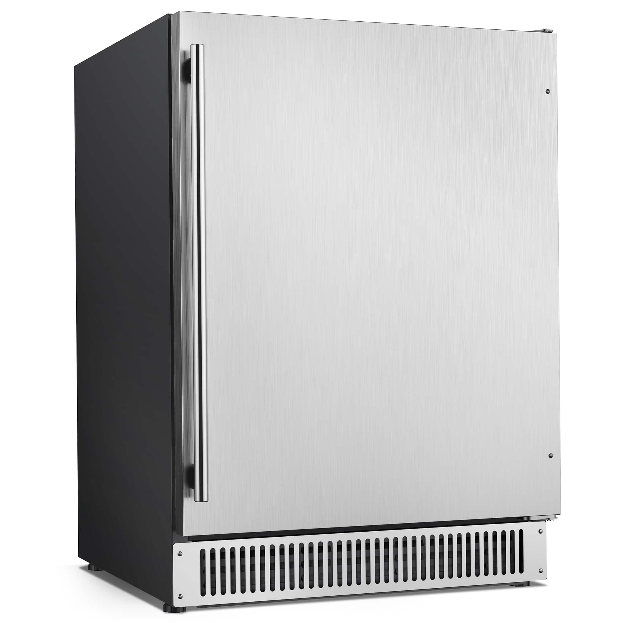 Coolski - Outdoor Refrigerator 24 Inch Under-Counter Beverage Fridge 180 Cans Built-In or Freestanding - Silver