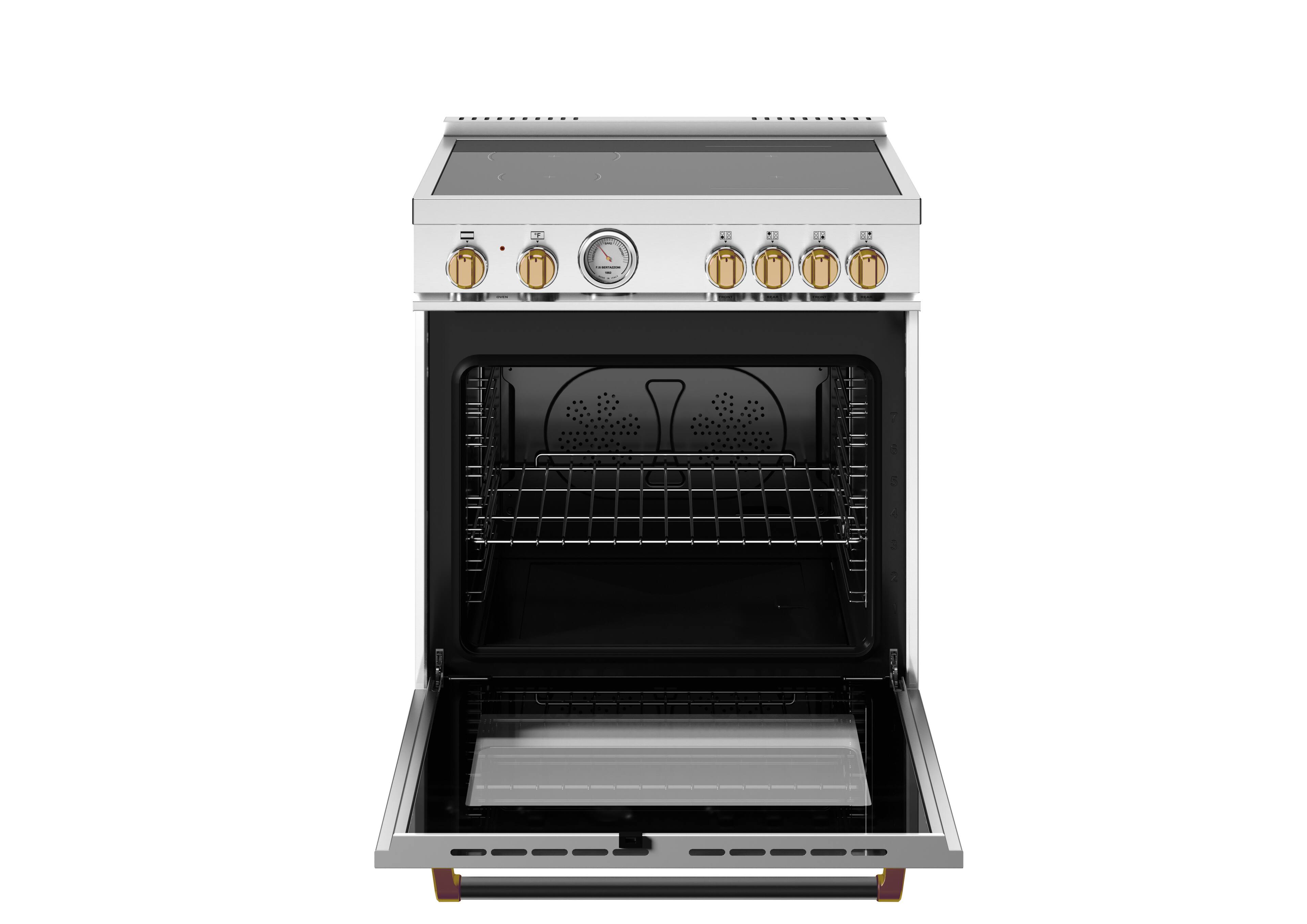 Angle. Bertazzoni - 30" Master Series Induction Range - Bianco Matt/Gold - White.