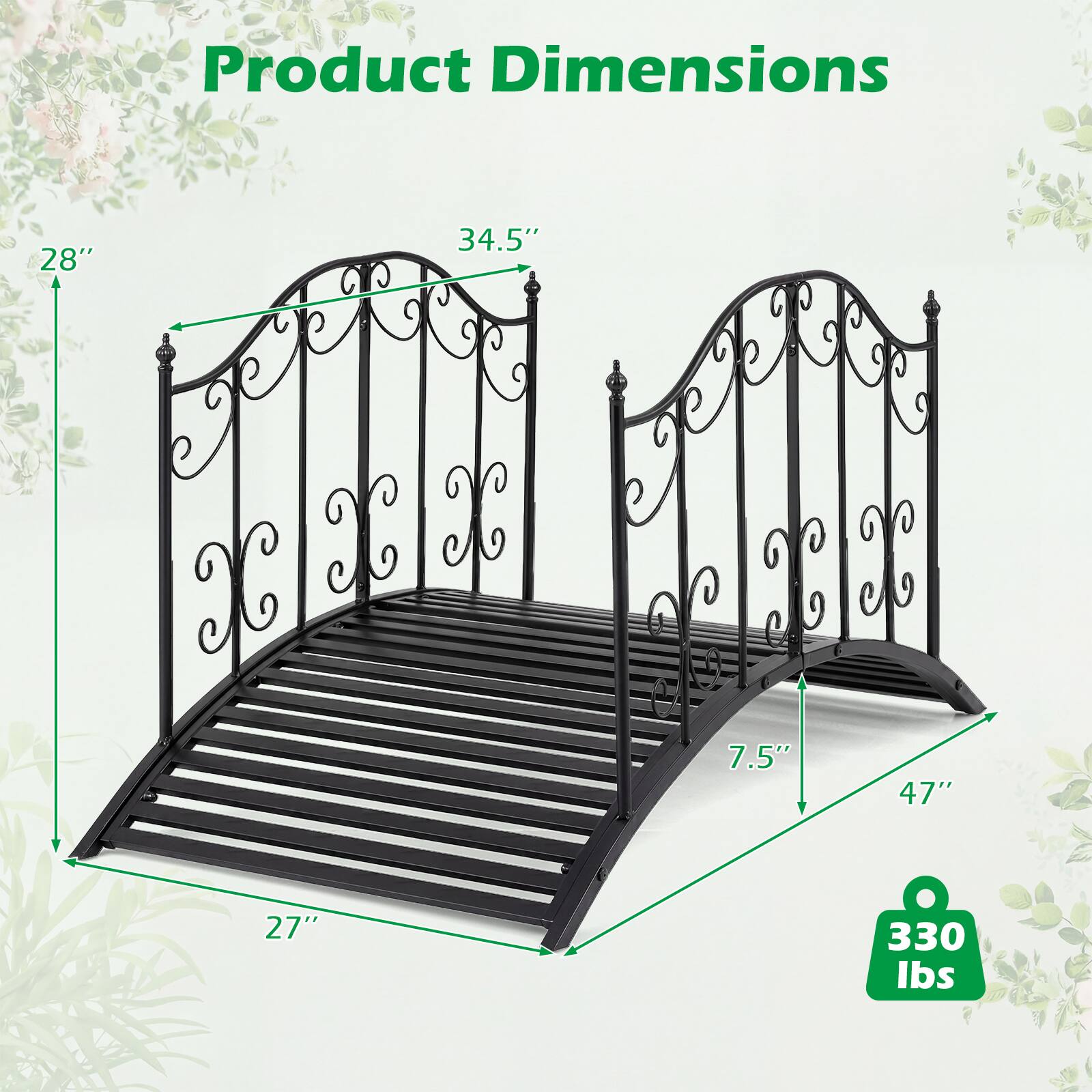 Product Dimensions: 28" x 34.5" x 7.5" x 47" x 27"  
Weight Capacity: 330 lbs