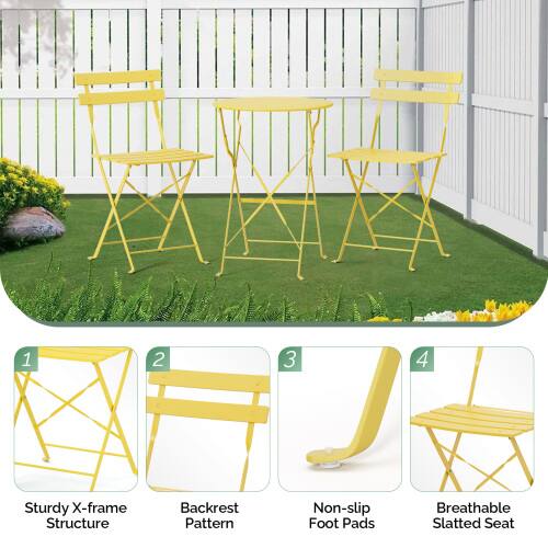 1. Sturdy X-frame Structure  
2. Backrest Pattern  
3. Non-slip Foot Pads  
4. Breathable Slatted Seat