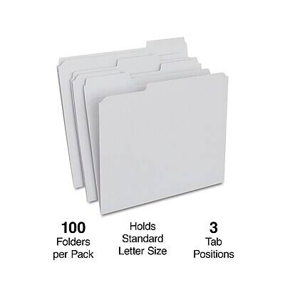 100 Folders per Pack  
Holds Standard Letter Size  
3 Tab Positions