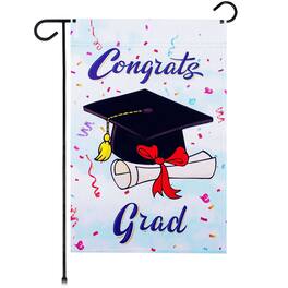 G128 - Happy Graduation Cap Garden Flag 12x18 in Double-Sided - Multi-color