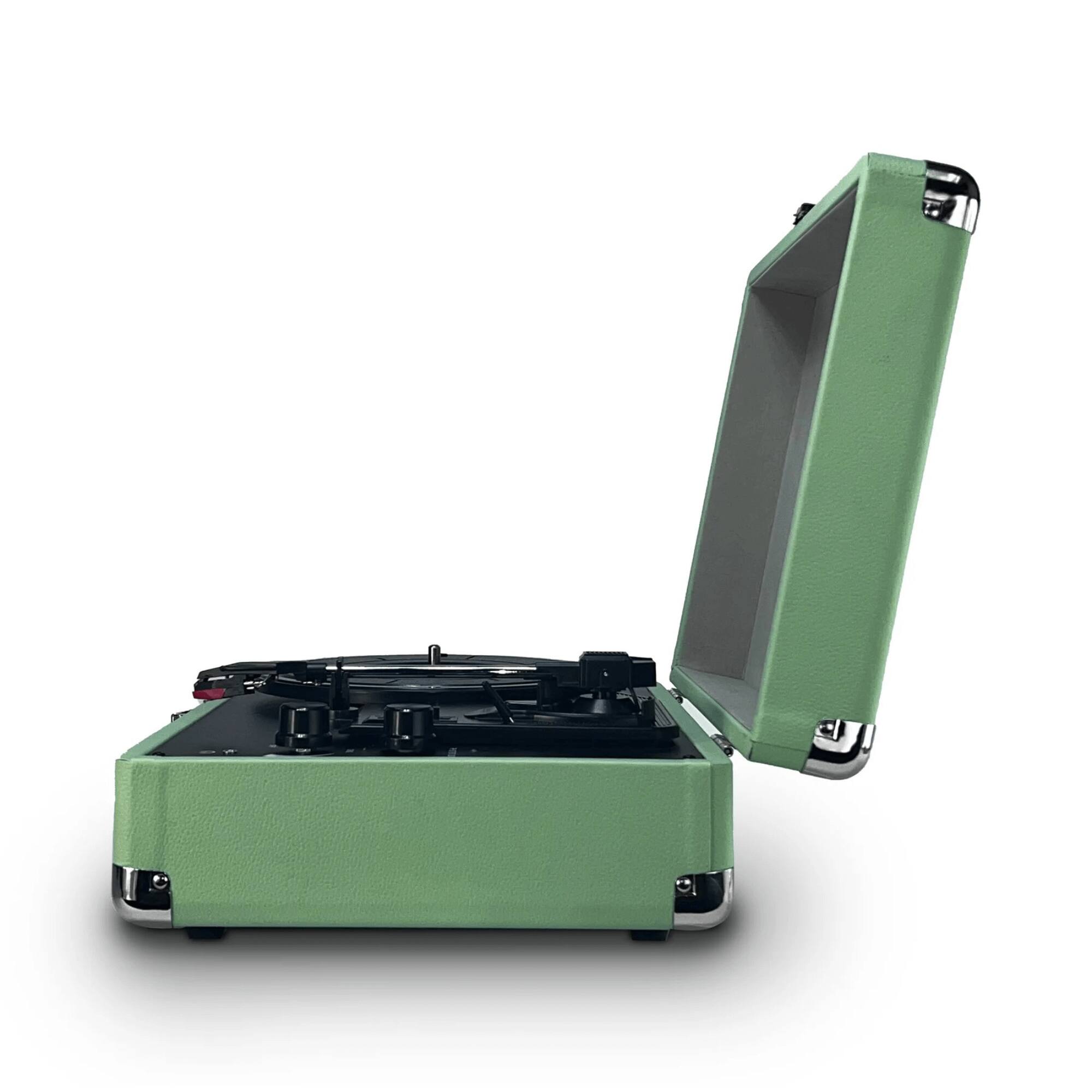 Left. Victor Audio - Victor Metro Plus Portable Dual Bluetooth® Suitcase Turntable - Mint.