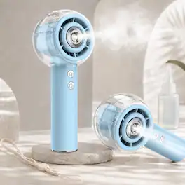 Anysun - Misting Handheld Portable Fan with 4 Strong Wind, 6000mAh Rechargeable Powerful, Mini Small Hand & Pocket Fan - Blue