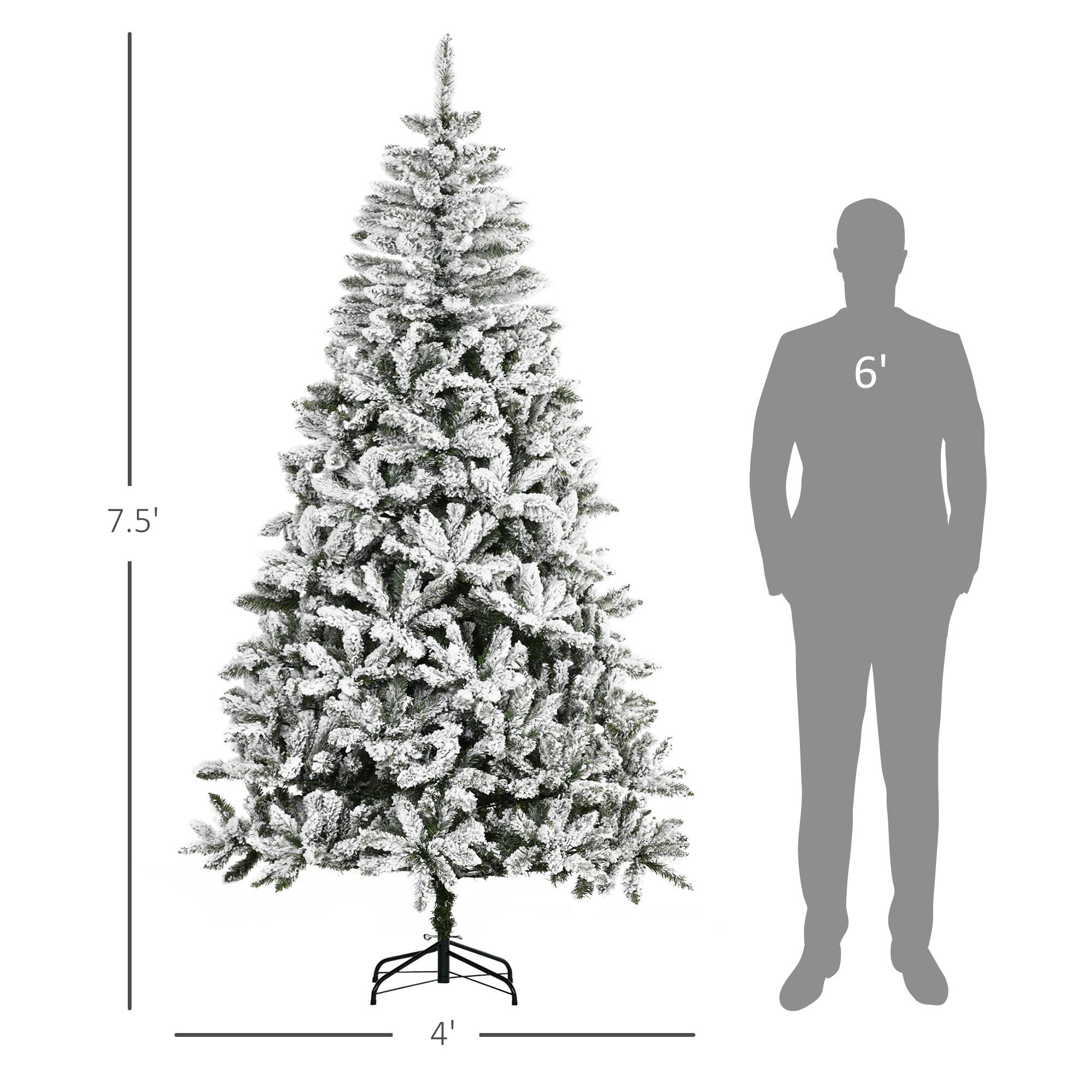 Alt View 2. Homcom - Tall Unlit Snow Flocked Pine Artificial Christmas Tree with Realistic Branches - green.