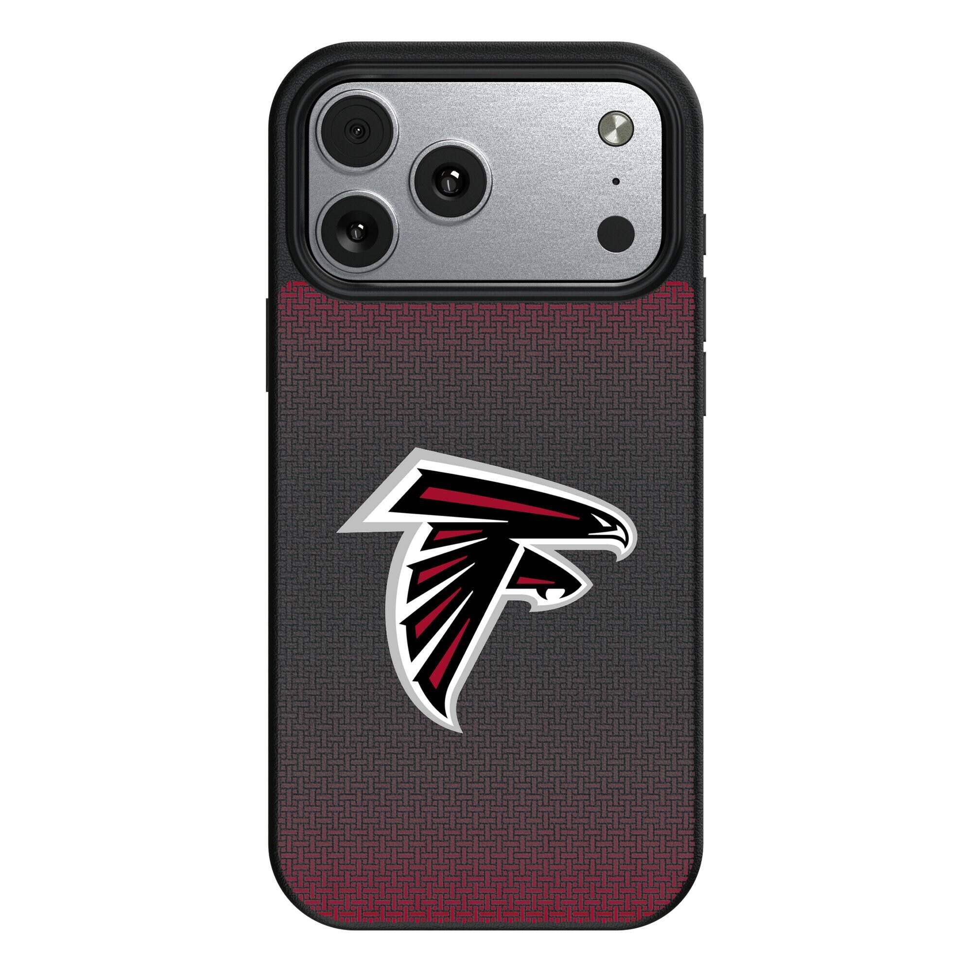 Front. Keyscaper - Atlanta Falcons Linen Logo iPhone Magnetic Bump Case - 17 Pro - Black.