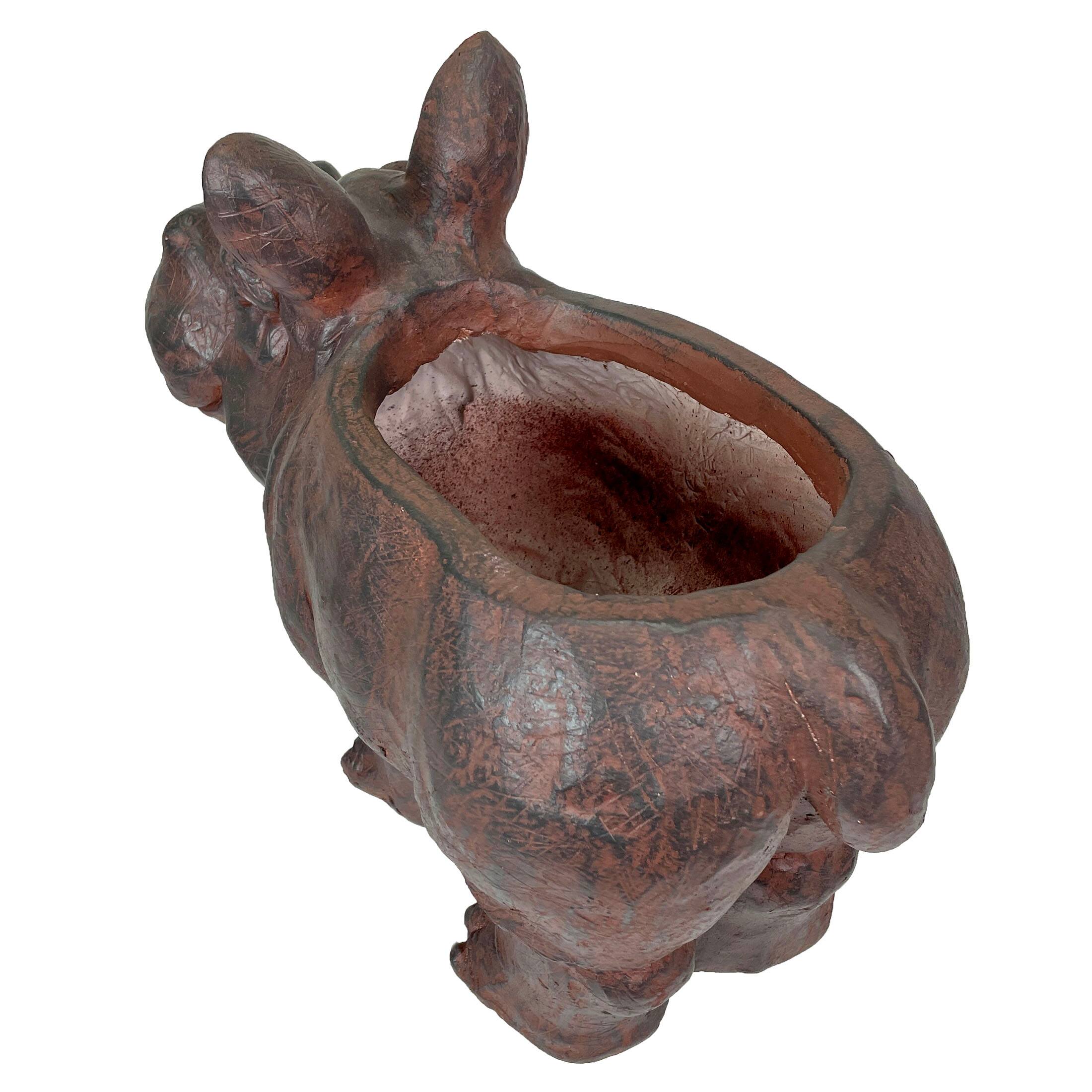 Alt View 8. Zeckos - Brown 17" Hippo MGO Planter, Durable Weatherproof Magnesium - Indoor/Outdoor - Brown.