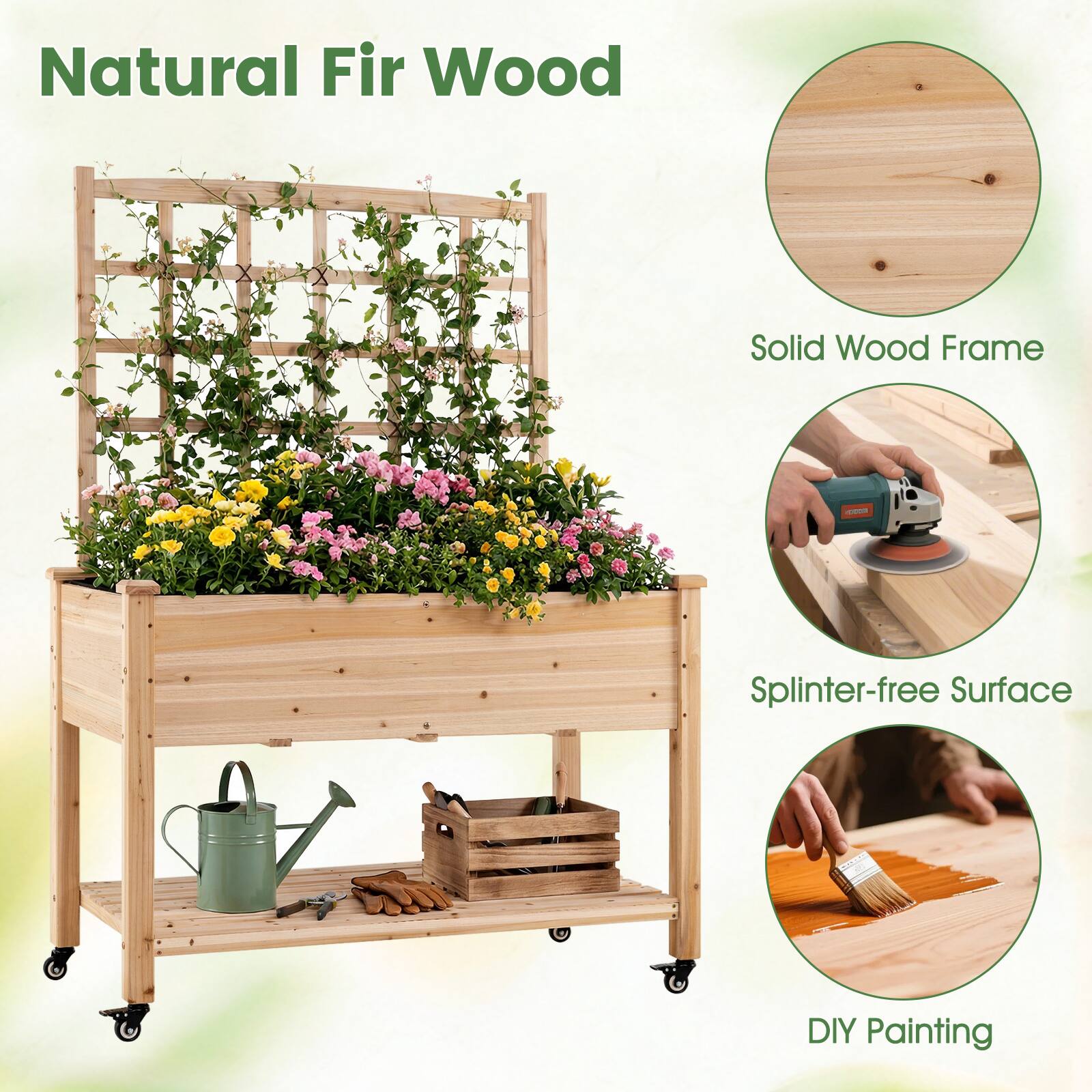 Natural Fir Wood  
Solid Wood Frame  
Splinter-free Surface  
DIY Painting