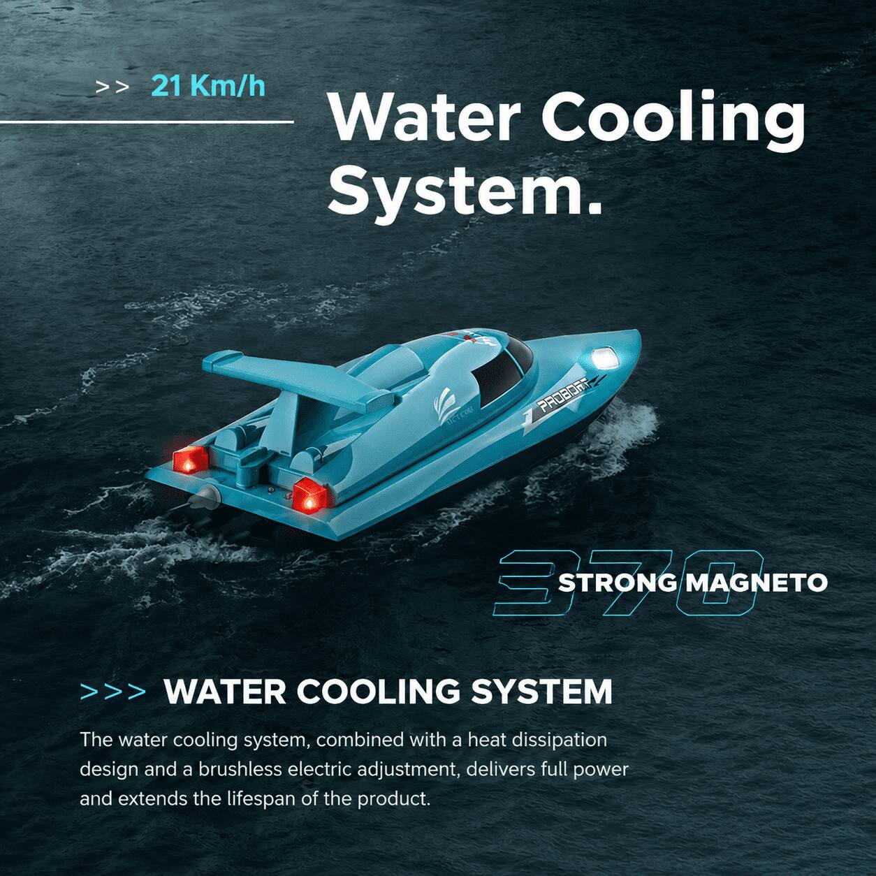 21 Km/h Water Cooling System.

PROBORT
370ml
>>> WATER COOLING SYSTEM
The water cooling system, combined with a heat dissipation design and a brushless electric adjustment, delivers full power and extends the lifespan of the product.