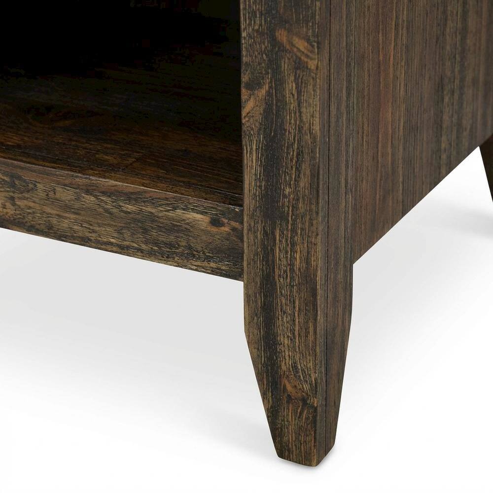 Left. FurniFact - Distressed Jacobean Nightstand with Wooden Drawer and Sturdy Construction - Distressed Jacobean.