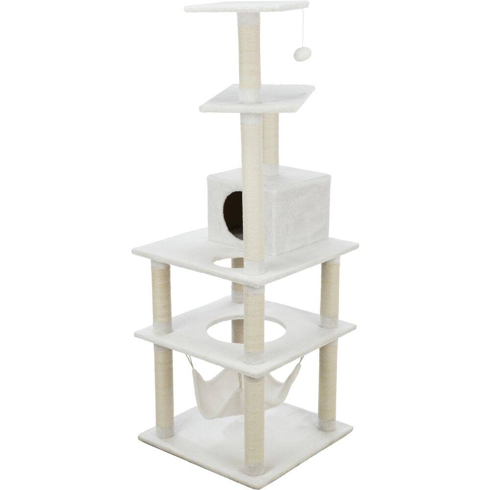 Alt View 1. TRIXIE - Abby Plush 4-Level Cat Tree with Sisal Scratching Posts Condo & Cat Toy - Cream.