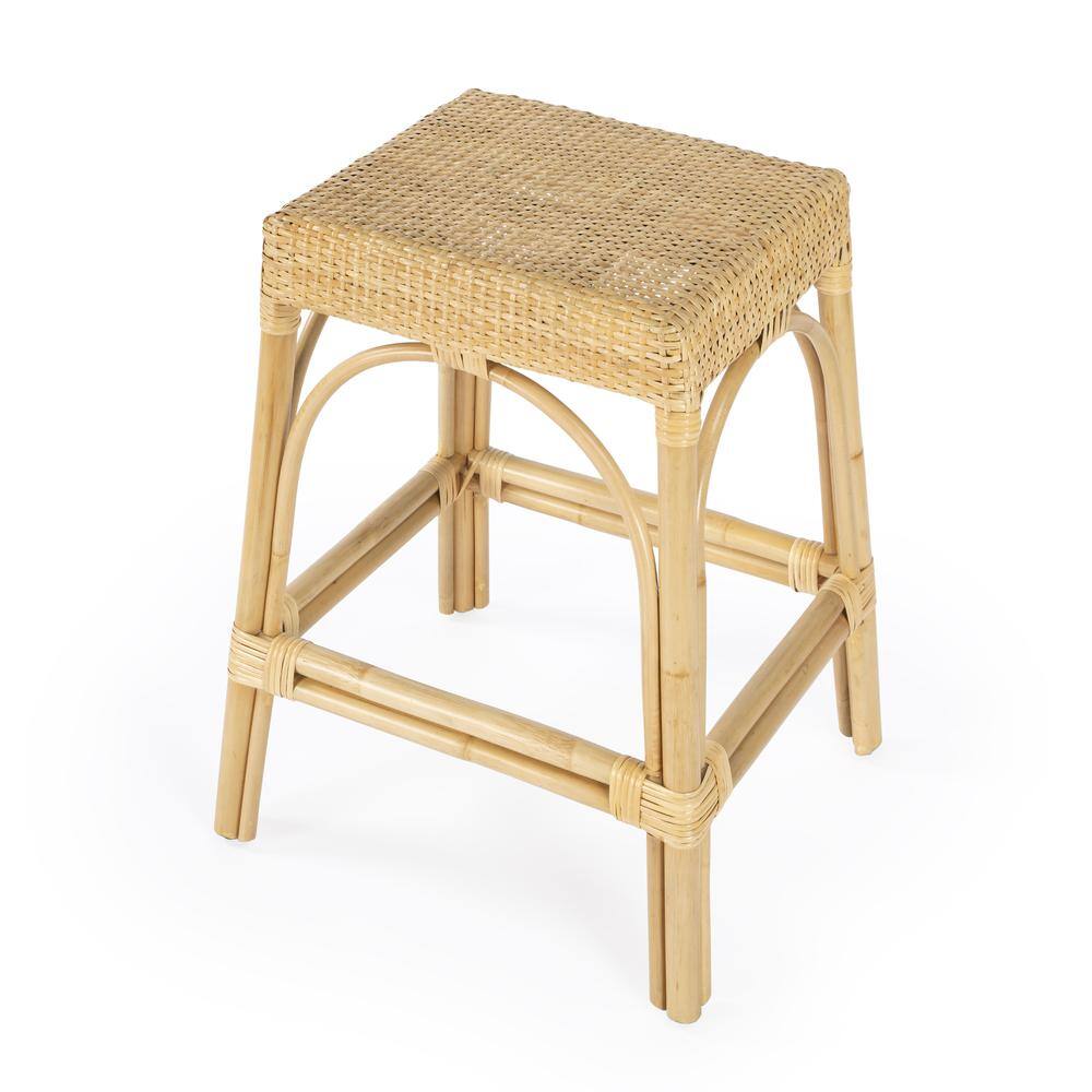 Alt View 2. Butler Specialty - Robias Rectangular Rattan 24.5" Counter Stool - Natural.