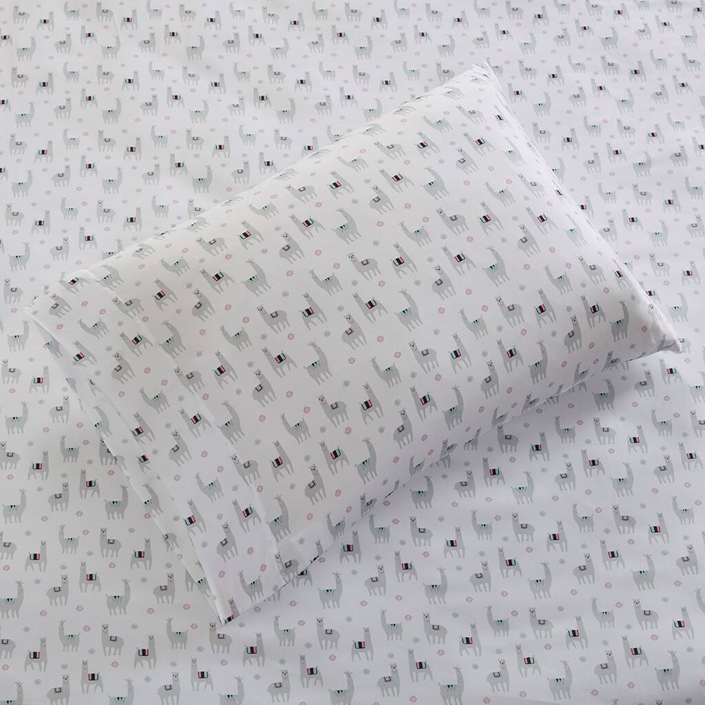 Alt View 1. Gracie Mills - Gracie Mills Everett 85 gsm Printed Soft Microfiber Sheet Set - Grey Llamas.