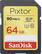 Front. SanDisk - Pixtor Advanced 64GB SDXC UHS-I Memory Card - Black/Gold.