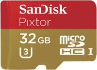 Front. SanDisk - Pixtor Advanced 32GB microSDHC UHS-I Memory Card - Red/Gold.
