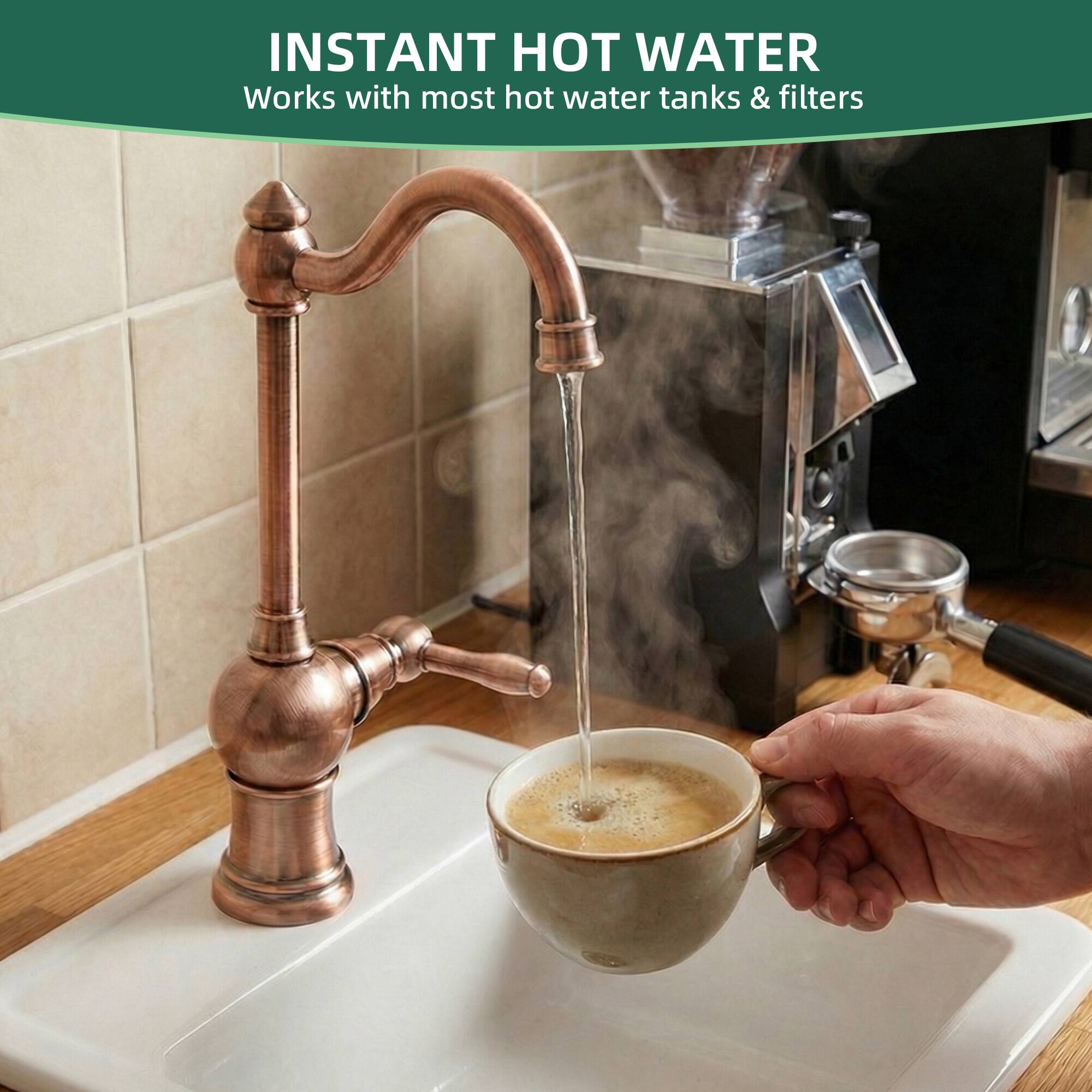 INSTANT HOT WATER  
Works with most hot water tanks & filters