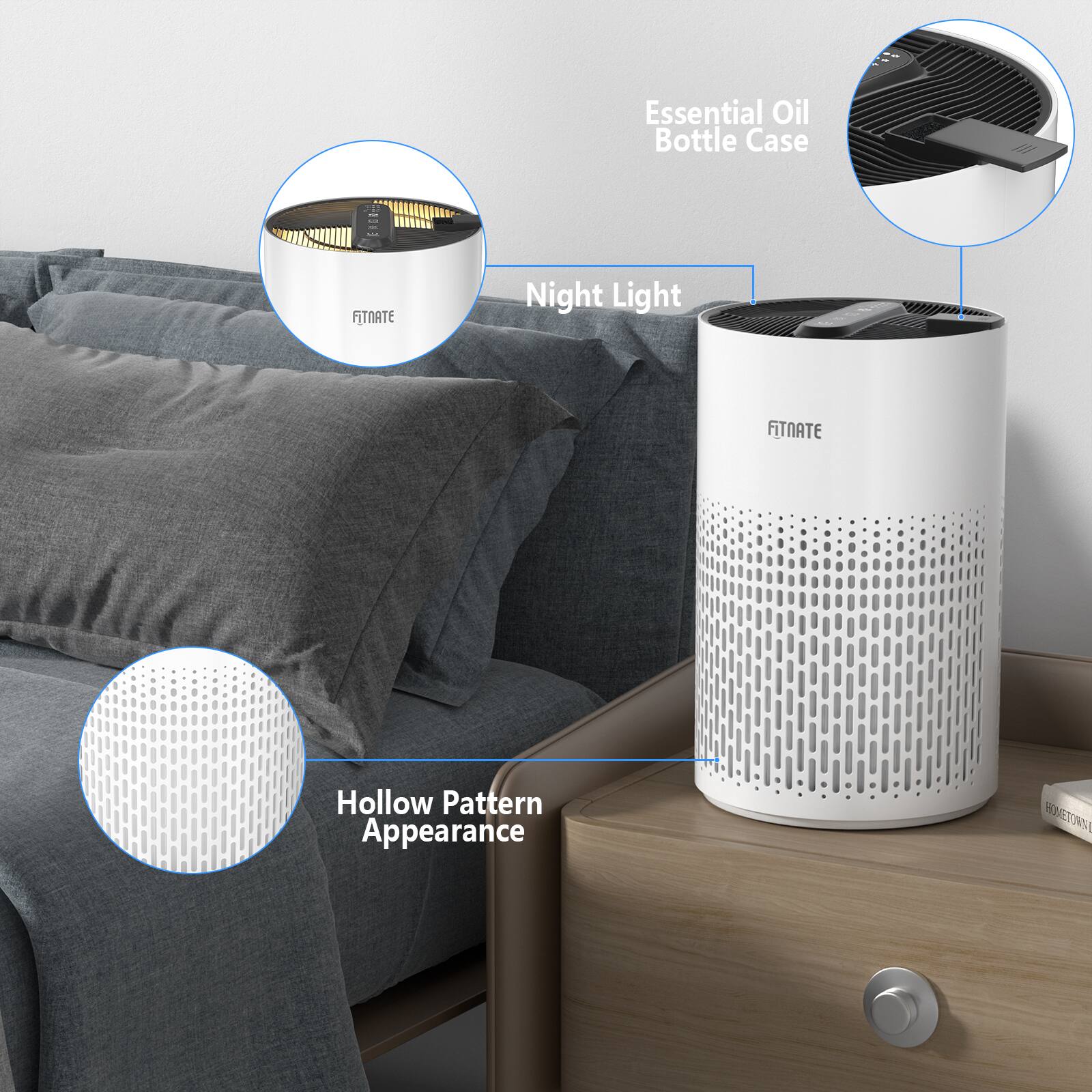 FITNATE, Essential Oil Bottle Case, Night Light, Hollow Pattern Appearance