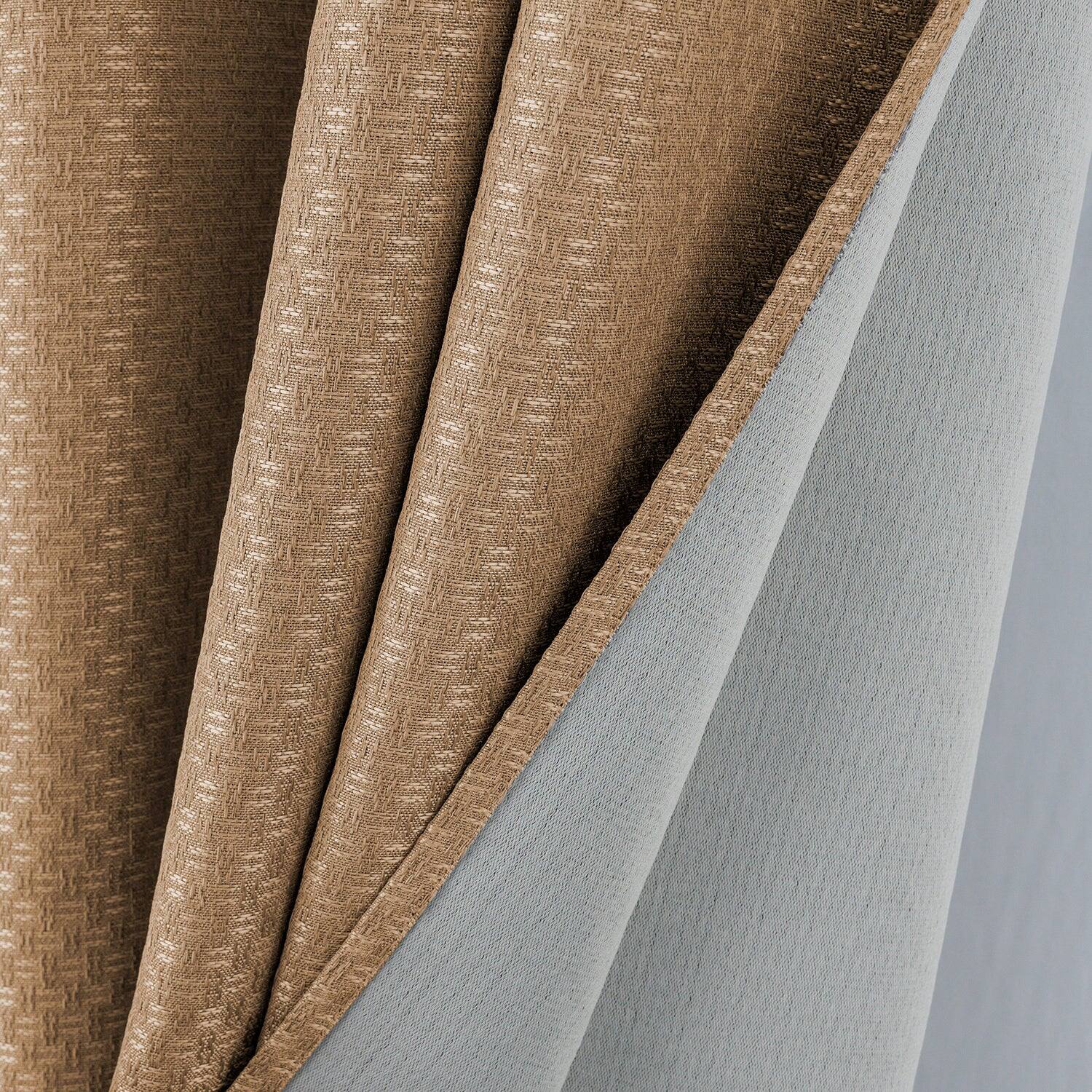 Back. Olivia Gray - Olivia Gray 100% Polyester 250 GSM Basket Weave Ian Luxury Jacquard Blackout Grommet Curtain Panel 54" x 84" Taupe - Taupe.