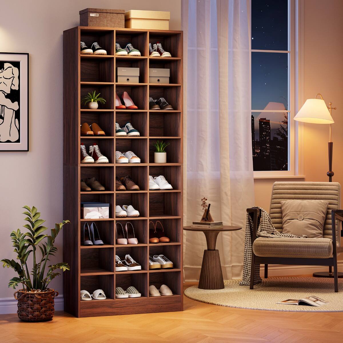 Alt View 2. Tribesigns - Office Storage Cabinet with Storage Shelves, for Everyday Organization in Workspaces and Office Reception Areas - Dark Brown.