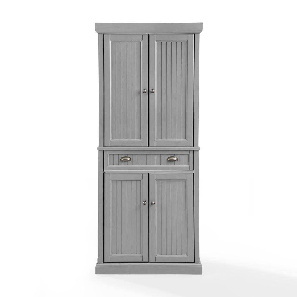 Alt View 2. Crosley Furniture - Seaside Kitchen Storage Pantry - Distressed Gray.