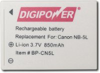 Front Zoom. Digipower - Rechargeable Lithium-Ion Battery for Canon PowerShot SD700IS.