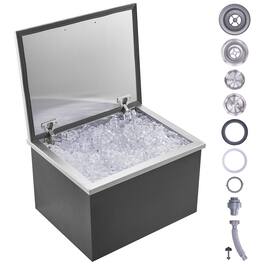 VEVOR - Drop in Ice Chest, 20"L x 16"W x 13"H Stainless Steel Ice Cooler, Commercial Ice Bin with Hinged Cover, 40 qt Outdoor - Silver