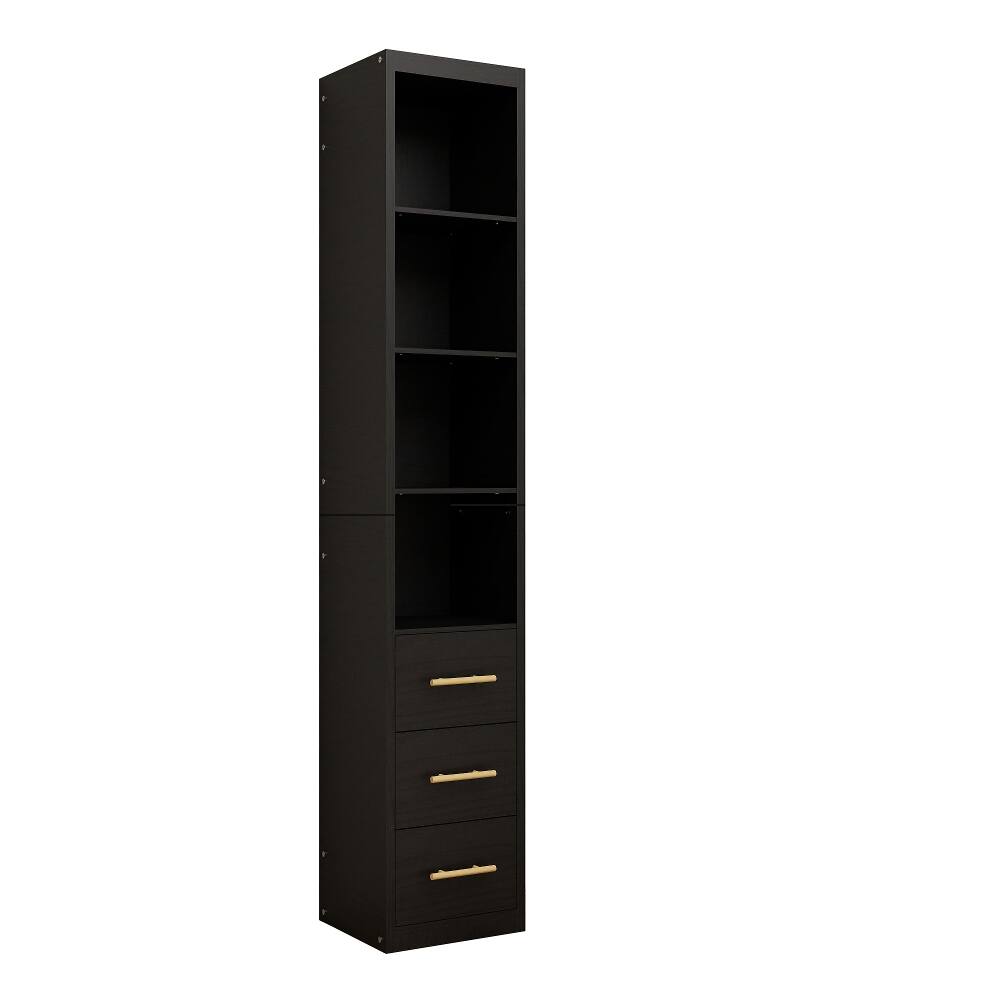 Alt View 1. Loheer - Loheer 85 Inch Tall Black Storage Cabinet with Drawers Narrow Freestanding Shelves for Bathroom Laundry Living Room - Black.