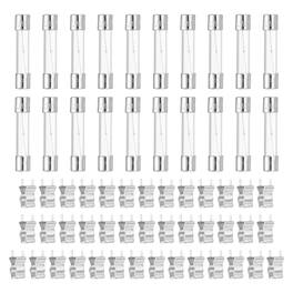 Unique Bargains - Glass Tube Fuses, 6x30mm 7A 250V Slow Fast Blow Glass Cartridge Tube Fuse with 40pcs Safety Clip 20pcs