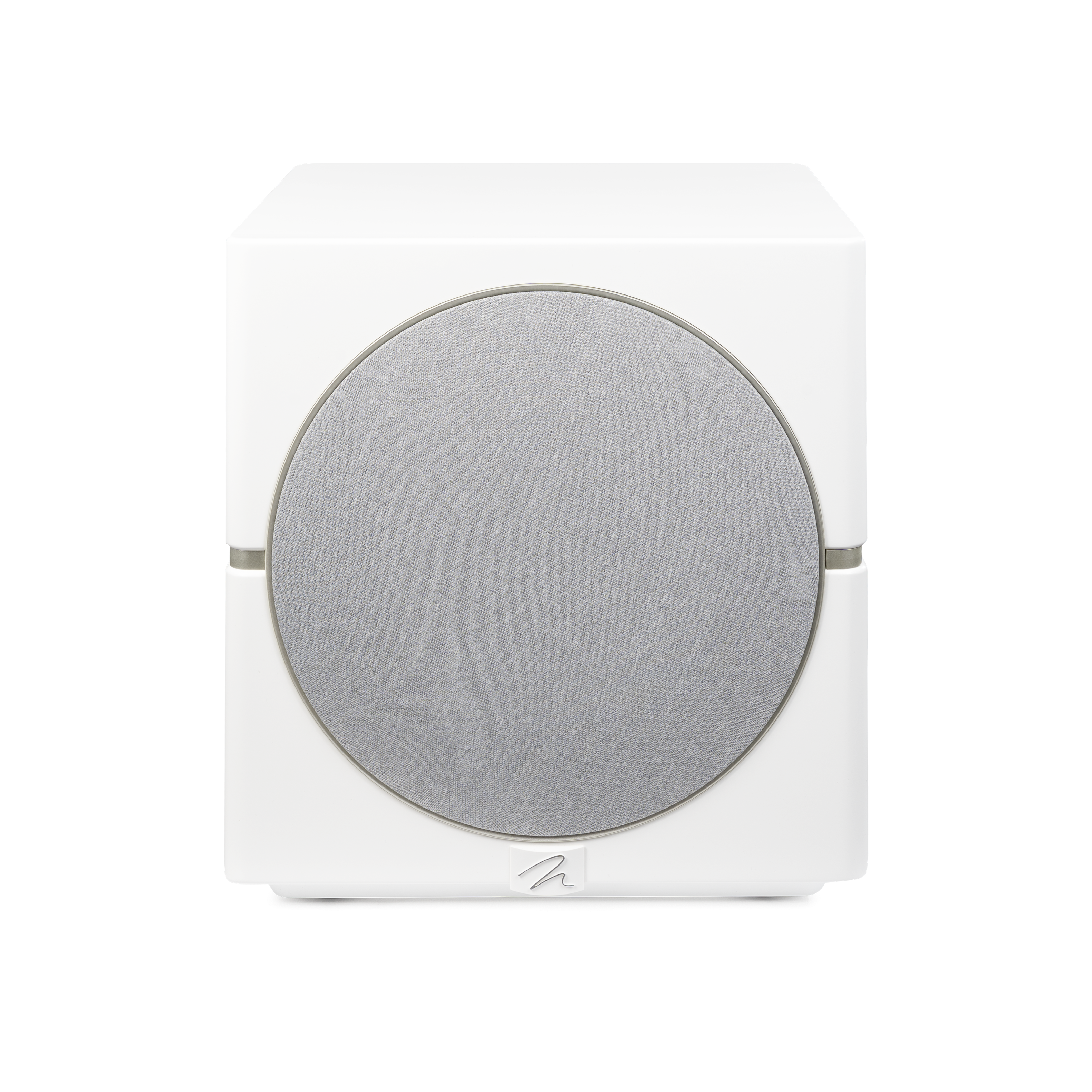 Angle. MartinLogan - Dynamo 12, 12” Sealed, Powered Subwoofer, with Magnitude MT-1.6kW Amplifier, Sub Control App, and Wireless Built-In - Satin White.