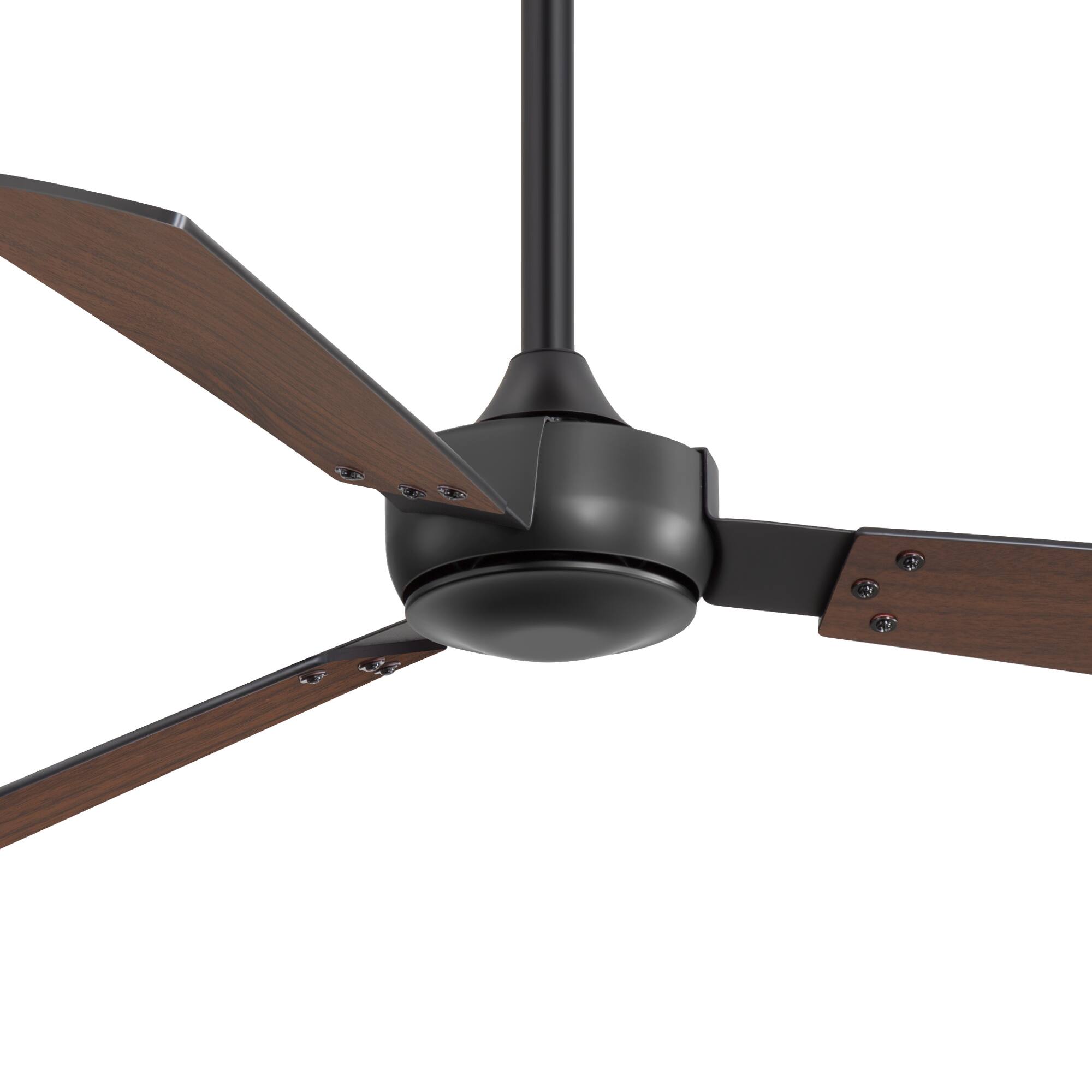 Left. Breezary - 52-Inch Indoor Modern No-Light Ceiling Fan, DC Motor, 6-Speed Remote Control, 3 Blades, 4"/8" Downrods, Single or 2 Pack - Black and Woodgrain-2 Pack.