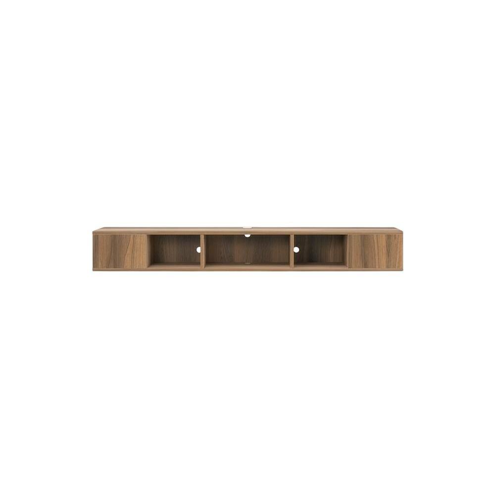 Alt View 3. FurniFact - Walnut Floating TV Stand with Wall Mount Design and Engineered Wood Finish - Brown.