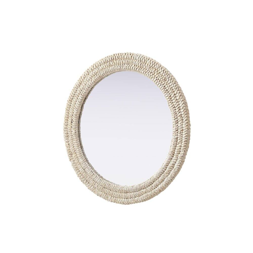 Alt View 1. Elegant Decor - Round Cornhusk Mirror 30x30 in Linen White - Linen White.