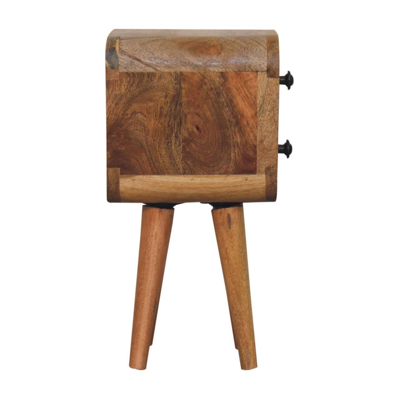Alt View 5. Artisan Furniture - Artisan Furniture Solid Wood Extra Mini Curved Oak-ish Bedside, 2 Drawers, Nordic Legs, Light Brown - Oak.