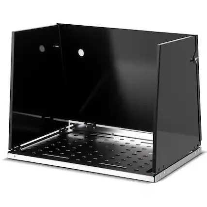 Front. Gymax - Gymax Folding Welding Table Accessories for Workbench Desktop w/ Perforated Panel - Black.