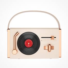 Cluzine - Retro Vinyl Style Bluetooth Speaker, 5 Playback Modes, FM Radio, Portable Handle for Home/Outdoor