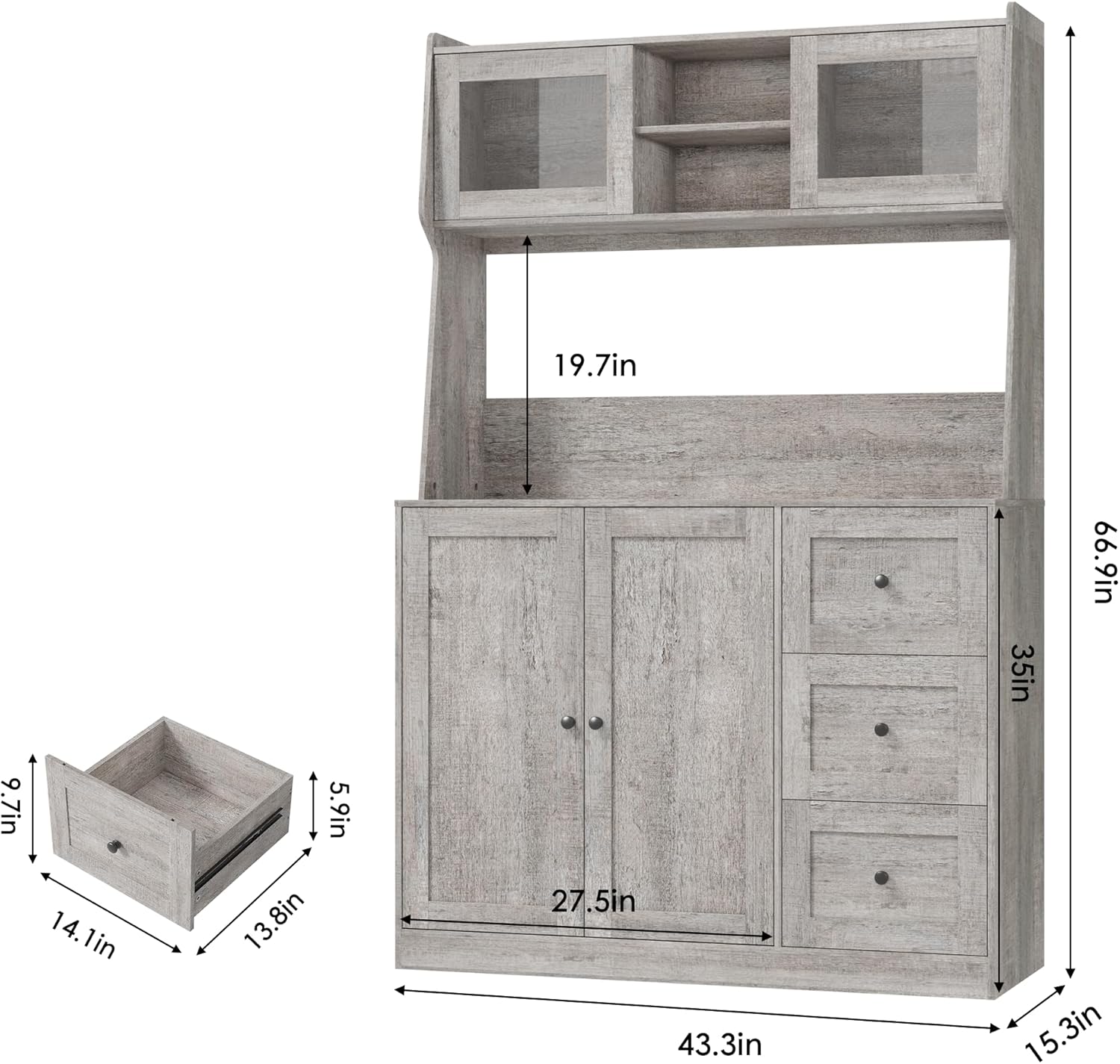 19.7in  
35in  
66.9in  
9.7in  
14.1in  
5.9in  
13.8in  
27.5in  
43.3in  
15.3in