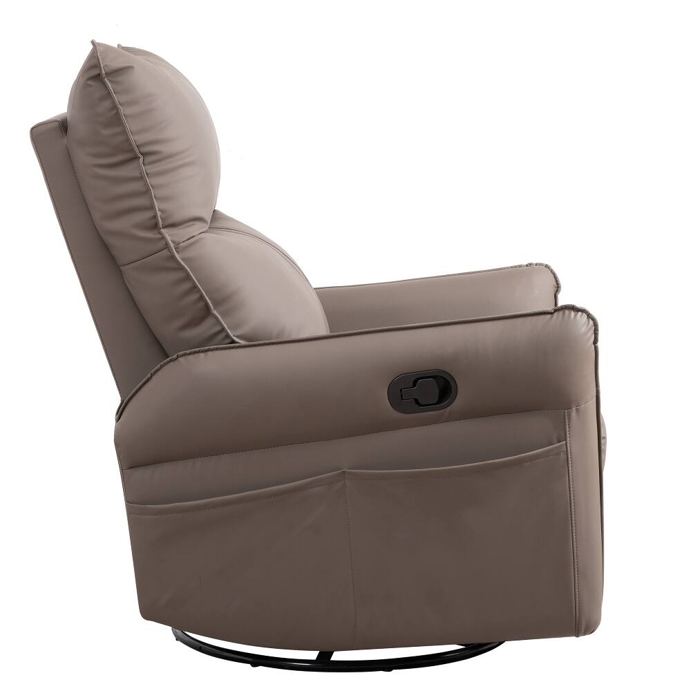 Alt View 9. Loheer - Loheer PU Rocking Recliner Chair 360 Swivel Nursery Glider Chair Home Theater Seating Brown - Brown.